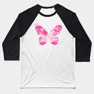 Pink Butterfly Vector Baseball T-Shirt